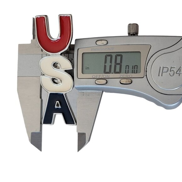 Silver Tone Patriotic Red White Blue USA Pin L45 - Picture 7 of 8